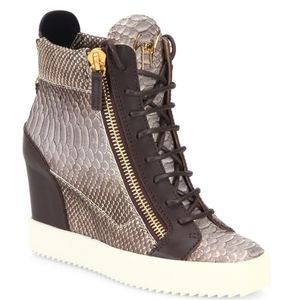 Giuseppe Zanotti Leather High-top Wedge Sneakers